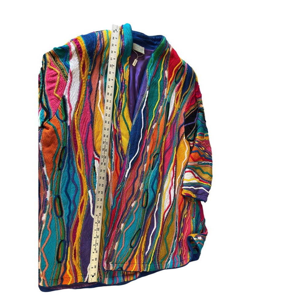 Coogi Australia Vintage 3D Knit Sweater Long Oversized Cardigan Jacket KC - Picture 6 of 16